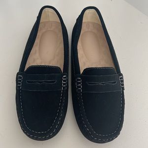 Women's Black Suede Driving Penny Loafers Size 9 NWOT memory foam insole